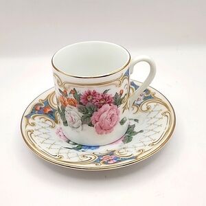 Vintage Andrea by Sadek Porcelain Floral Demitasse Cup & Saucer Made in Japan